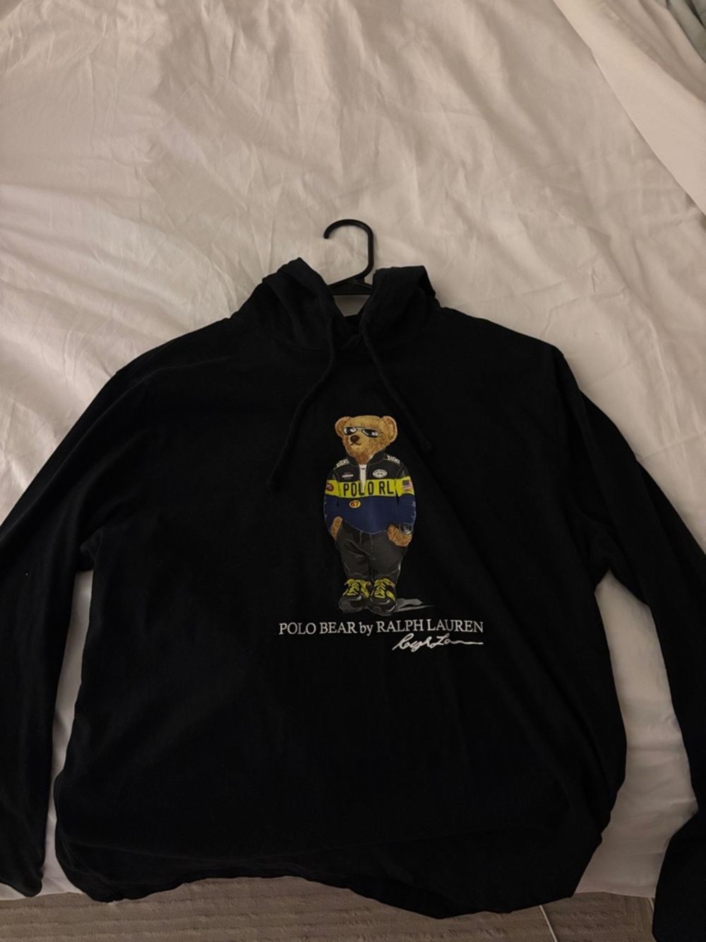 Ralph Lauren Polo Bear Hoodie Sweatshirt - Black with Multicolor Bear
